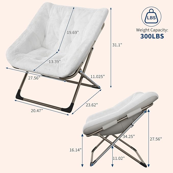 Comfy Chair for Adults, Foldable Living Room Chairs, Soft Faux Fur Folding - Image 2