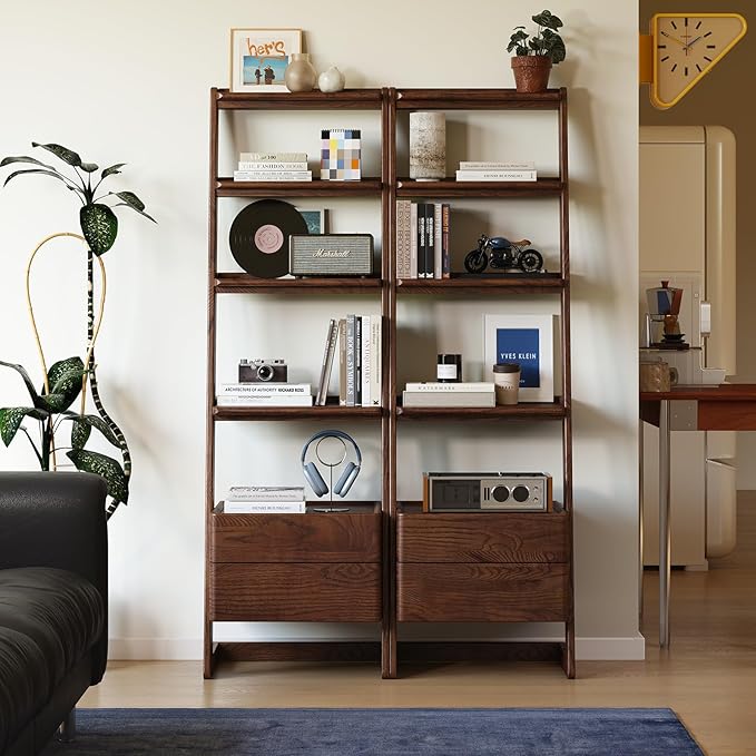 100% Solid Wood 5 Tier Ladder Shelf, Narrow Ladder Bookshelf - Image 7