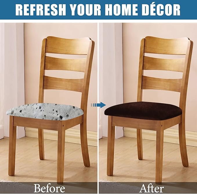 Smiry Velvet Seat Covers for Dining Room Chair Set of 2, Stretch Fit Removable - Image 5