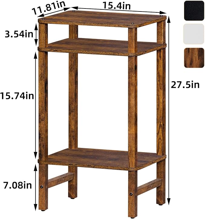 28in Tall Side Table Set of 2, 3-Tier Small Narrow End Table - Image 3