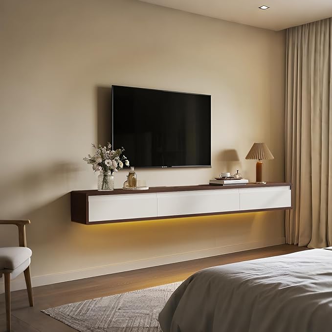 Floating TV Stand High Gloss, Floating TV Console, Under TV Shelf - Image 9