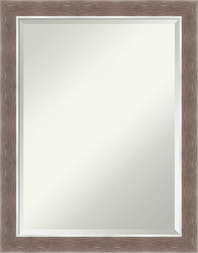 Amanti Art Brown Wall Mirror 28x22 Noble Mocha Rectangle Bathroom Mirror by AmantiArt