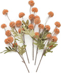Floroom 5pcs Burnt Orange Faux Silk Mums Artificial Flowers, Bulk Fake Small by Floroom