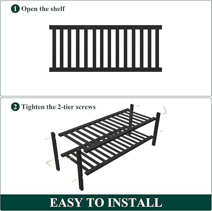 Smiry Shoe Rack, 2 Tier Thick Bamboo Shoe Organizer, Stackable Free Standing - Image 5