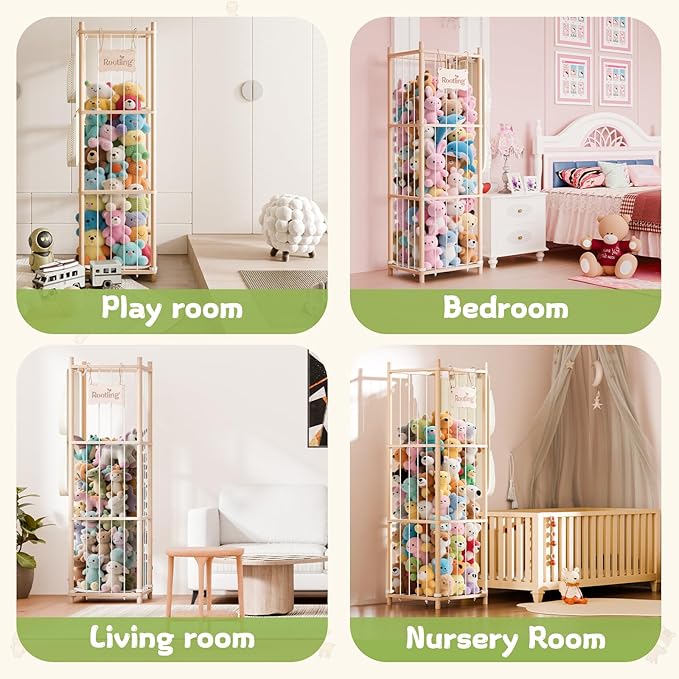 Stuffed Animal Storage & Organizer, 54 inch Tall Wooden Cute Zoo Toy Holder - Image 8