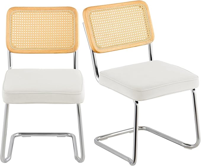 VEVOR Rattan Chairs Set of 2, Mid Century Modern Dining Chair, Upholstered by VEVOR