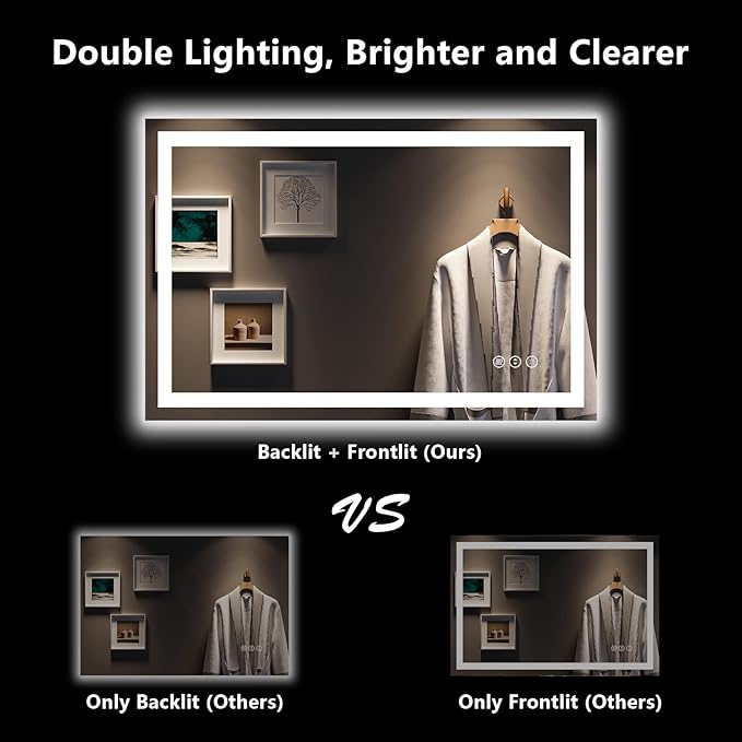 48x32 Inch LED Bathroom Mirror - Image 3
