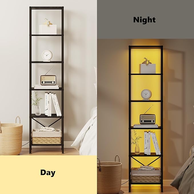 6-Tier Bookshelf, Tall Narrow Bookcase - Image 6