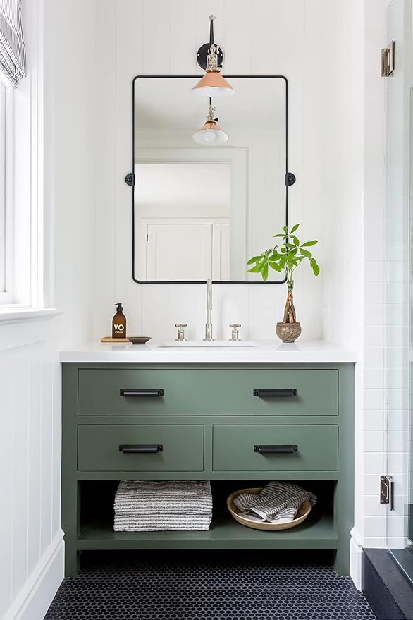 TEHOME 30x40 Pivot Mirror Matt Black Tilt Bathroom Vanity Mirror Large Black by TEHOME