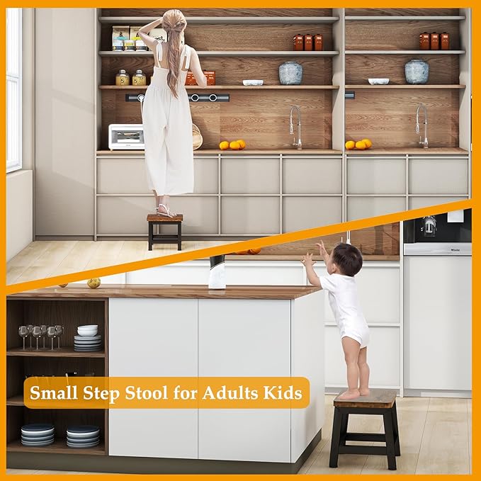 IBUYKE Small Step Stool for Adults Kids, Wooden Bedside Step Stool for High Beds - Image 2