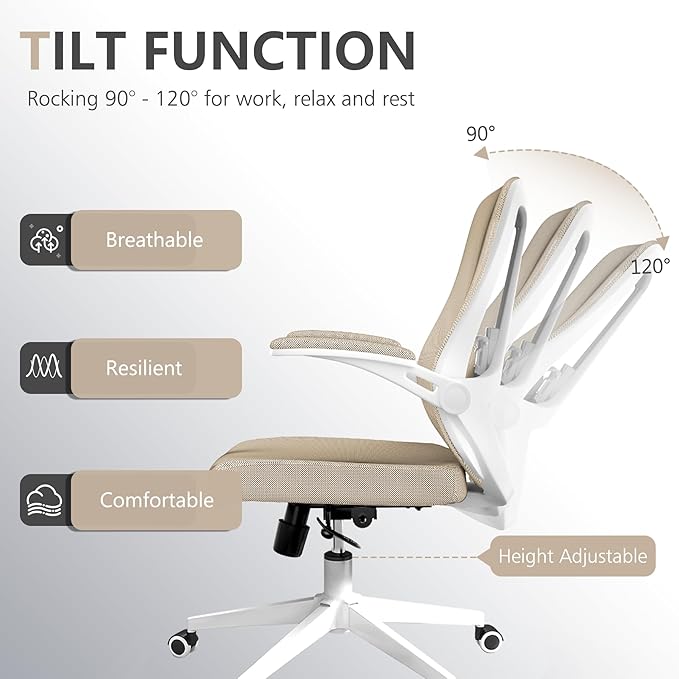 Office Chair, Ergonomic High Back Comfy Desk Chairs and Flip-up Armrest Lumbar - Image 3