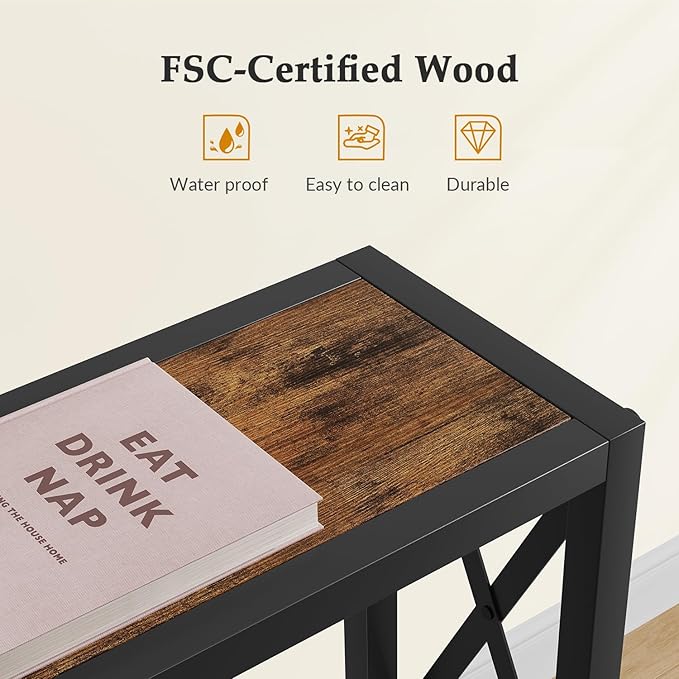 Console Table with Oulets and USB Ports, 55.1" Sofa Table Behind Couch - Image 8