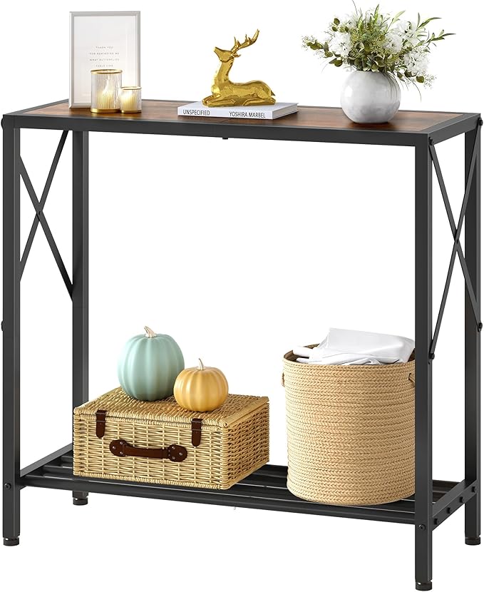 Tajsoon Console Table, 2 Tier Small Hallway Table, Narrow Sofa Table by Tajsoon