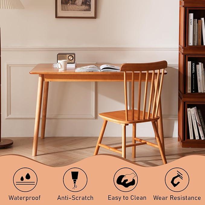 BAKEVE Dining Table for 4-6 Person- 47.2'' Solid Wood Kitchen Table, Mid - Image 7