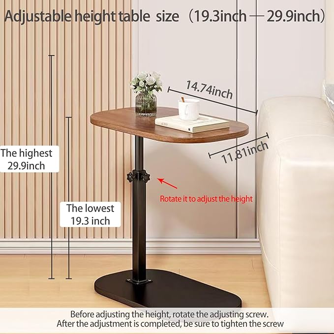Pedestal C-Shaped Adjustable Small End Tables - Image 2