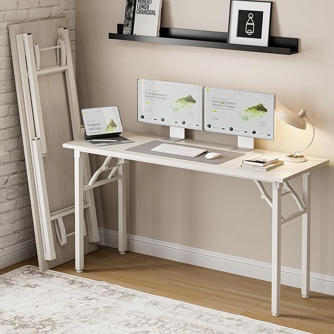 Frylr Small Folding Computer Desk – Portable 55.1 Inch Foldable Laptop Table by Frylr