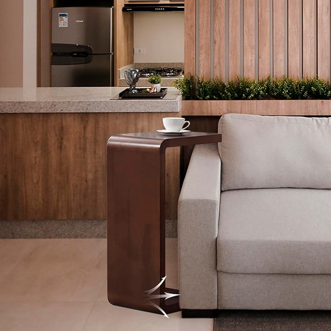 C Shaped End Table, Solid Wood C Side Table - Image 5