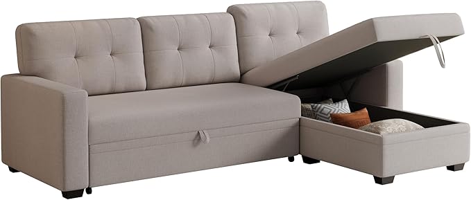 Ball & Cast Convertible Sectional Sleeper Sofa Bed L Shaped 4 in 1 Pull Out - Image 12
