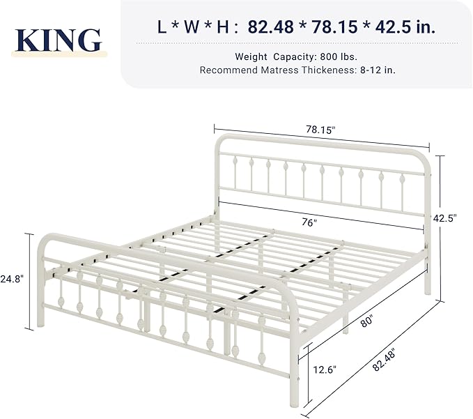 Allewie 14 Inches King Size Metal Platform Bed Frame - Image 2