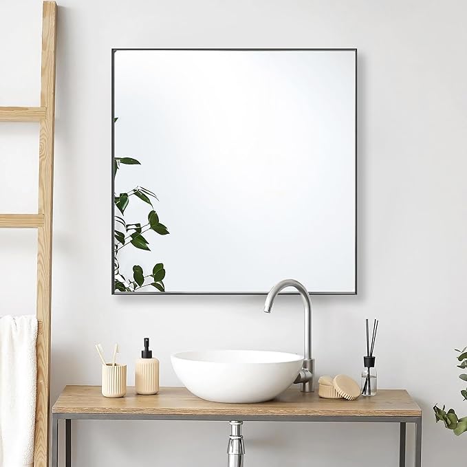 28x28 Inch Black Bathroom Mirror - Image 2