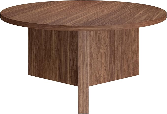 Henn&Hart 36" Round Wood Pedestal Coffee Table - Image 4