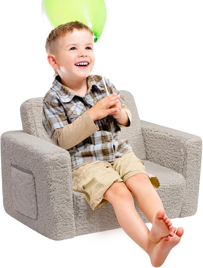 ALIMORDEN Kids Couch, 2-in-1 Fold Out Toddler Chair & Snuggly Foam Lounger Seat - Image 4