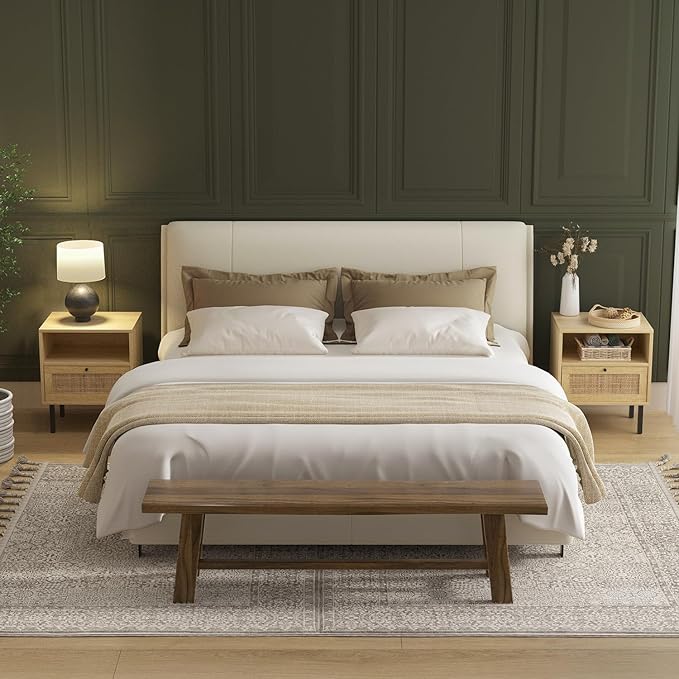 Rattan Nightstands Set of 2, Boho Night Stand - Image 3