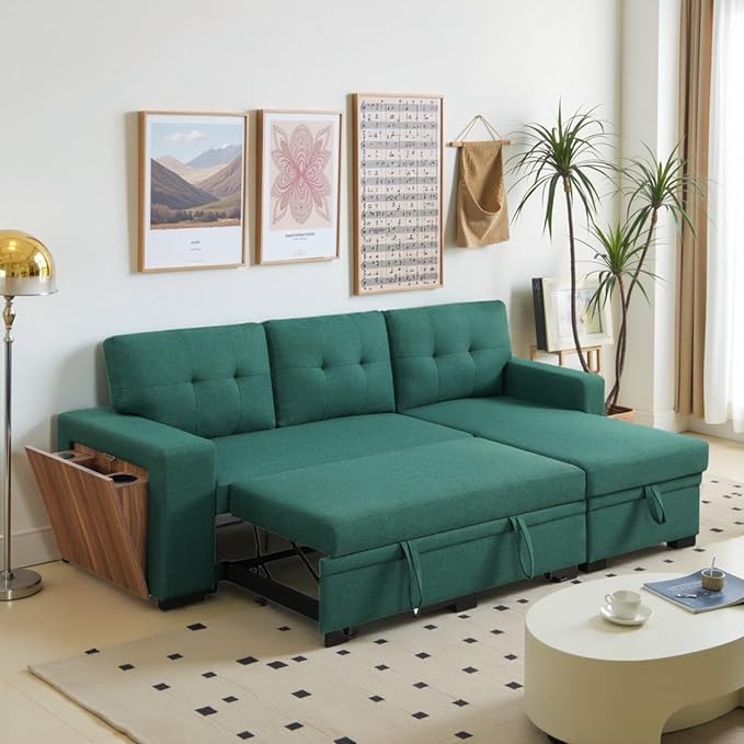 L-Shape Sofa Bed, Pull Out Sleeper Sofa - Image 5
