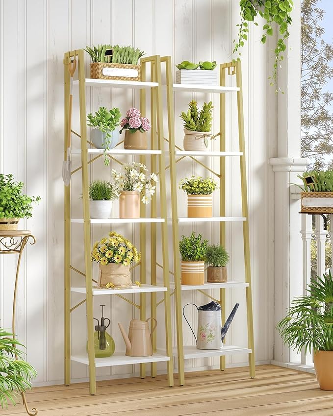 Ladder Shelf, Bookshelf Bookcase, Freestanding Corner Storage Shelve - Image 8