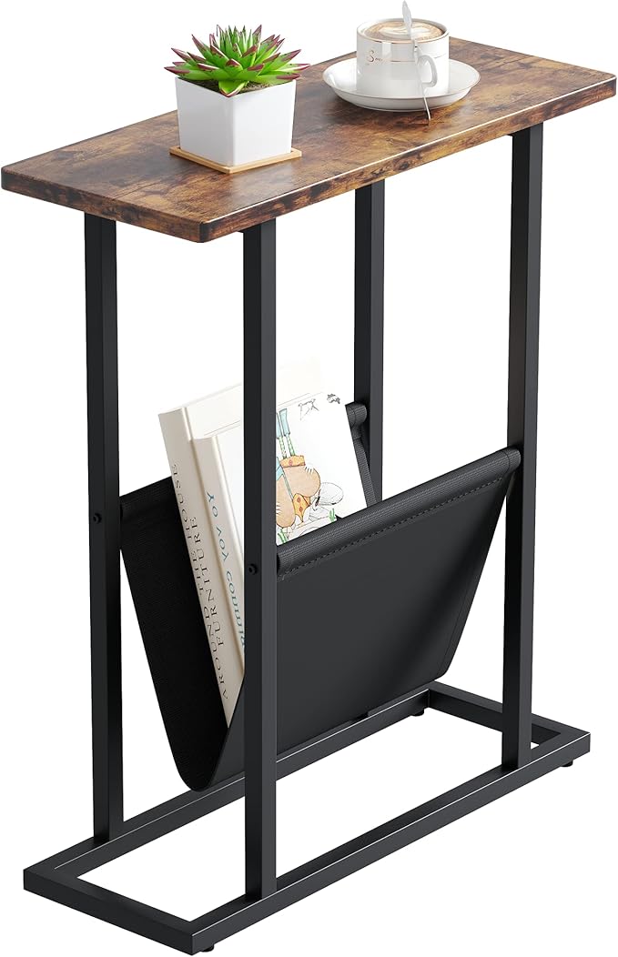 Yusong Small Narrow Side Table for Small Spaces, 17.7" W Slim End Table by Yusong