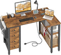 Lufeiya L Shaped Desk with Drawers & Storage Shelves, 47 Inch Small Reversible by LUFEIYA