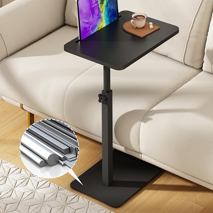 Forevich Bamboo Sofa Tray Table C Shaped Side End Table by Forevich