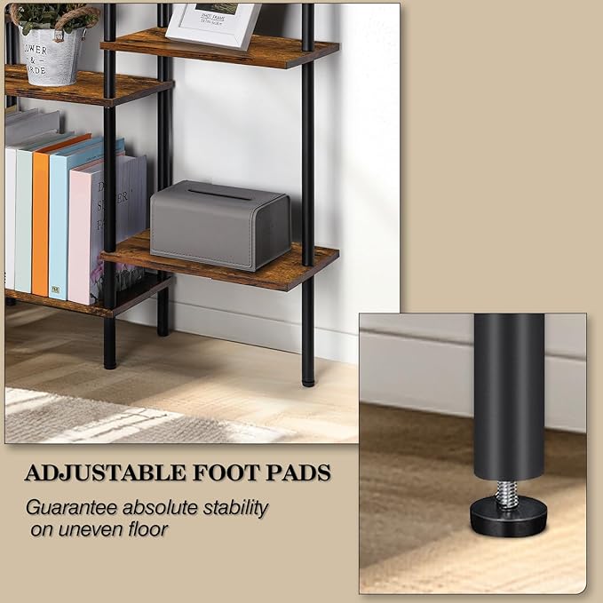 Shinoske 4-Tier Bookshelf, Small Triple Wide Bookcase - Image 6