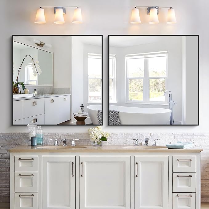 KOCUUY 36x36 Inch Large Black Wall Mounted Mirror, Aluminum Framed Decorative - Image 5