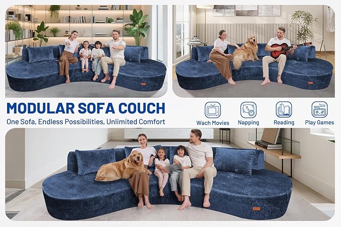 Homguava 130'' Modular Sectional Sofa, Curved Modern Sofa - Image 6