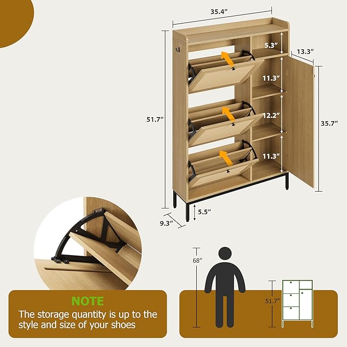 GarveeHome Shoe Cabinet Rattan - Image 2