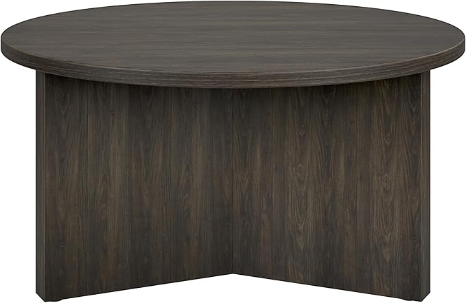 Henn&Hart 32" Round Wood Pedestal Coffee Table - Image 4
