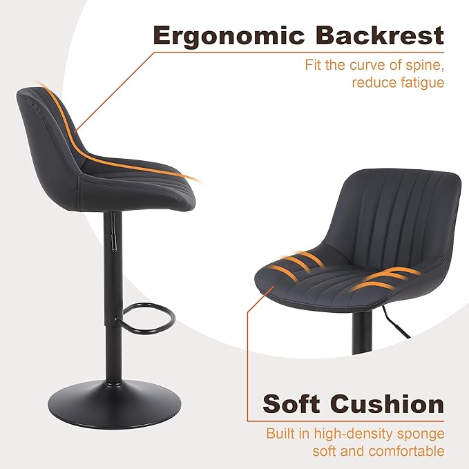 Bar Stools Set of 2, Swivel Counter Height Barstools - Image 6
