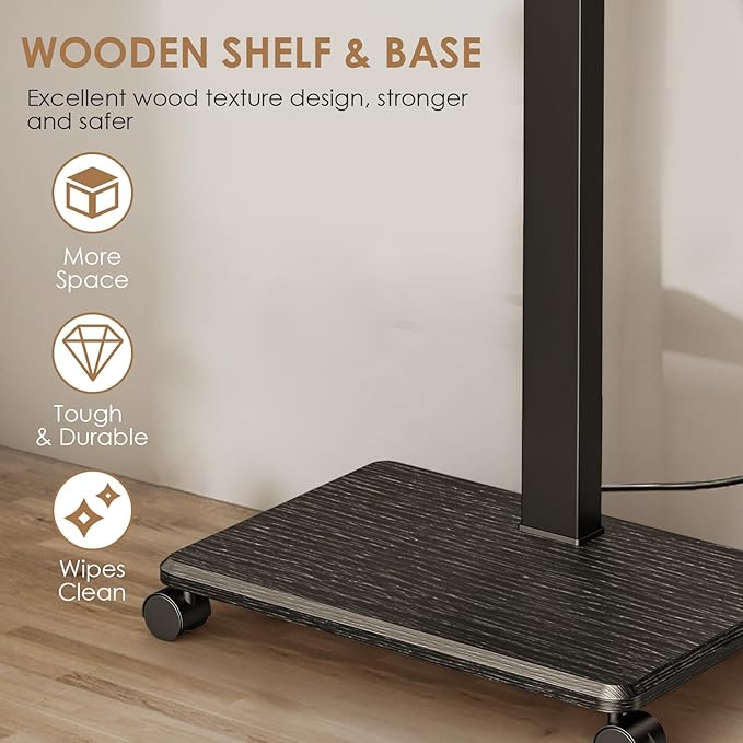 Rolling TV Stand with Power Outlet, Swivel Mobile Portable TV Cart - Image 7