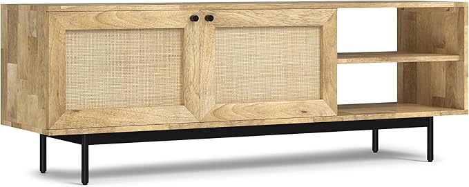 SIMPLIHOME Reeves SOLID MANGO WOOD 60 inch Wide TV Media Stand in Natural by SimpliHome
