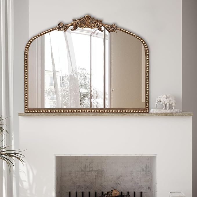 ironsmithn Gold Arched Mirror, Metal Decorative Accent Mirror - Image 2