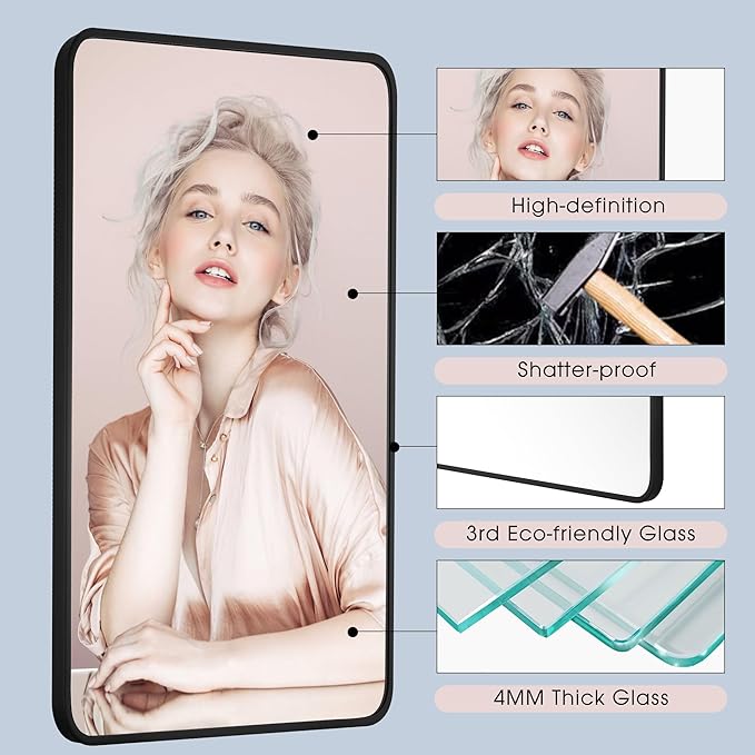 20x36 Inch Rectangle Bathroom Mirror - Image 3
