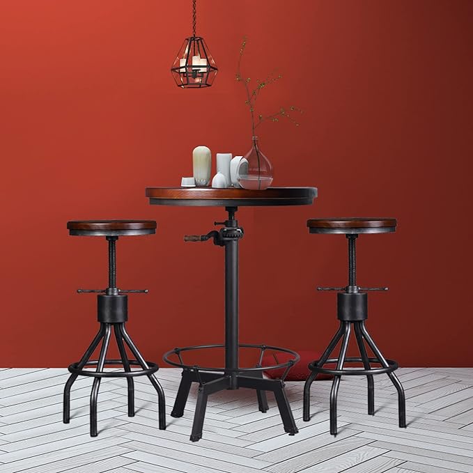 LOKKHAN Industrial Bar Table-33.5-39.4 Inch Tall-Adjustable Bar Height Pub - Image 2