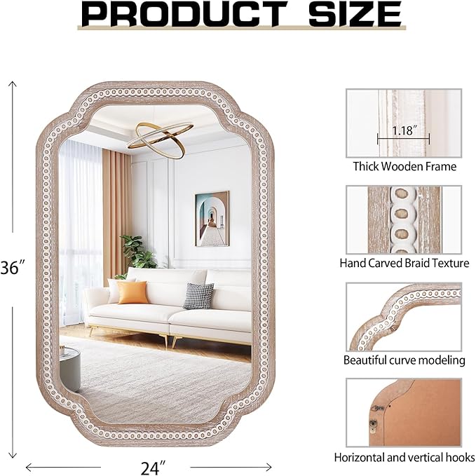36x24'' Boho Decorative Wall Mirrors - Image 2