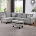 Grey-2 L-Shaped 3-Piece Linen Sofa by Unknown