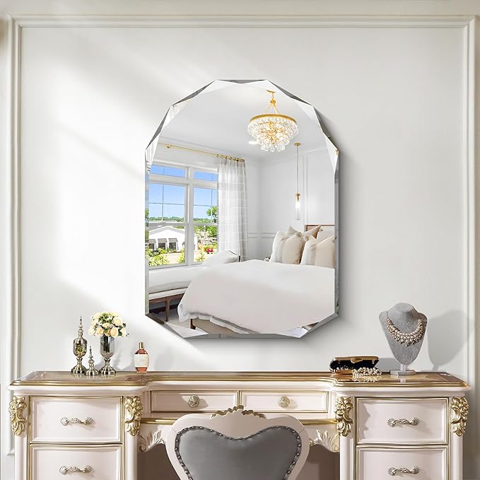 KOCUUY 30"x40" Frameless Mirror, Arched Shape - Image 3