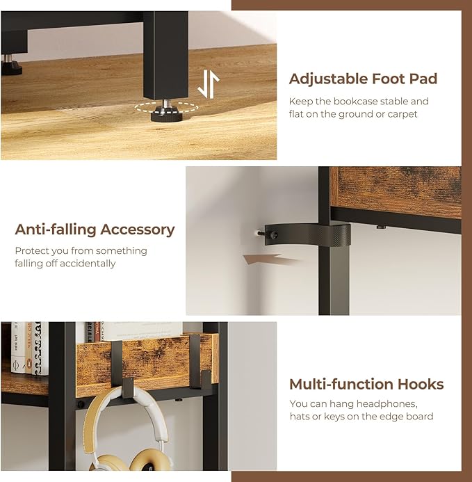 Rolanstar Bookshelf 5 Tiers, Triple Bookcase - Image 7