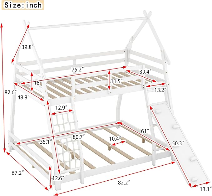 Twin Over Queen House Bunk Bed - Image 2
