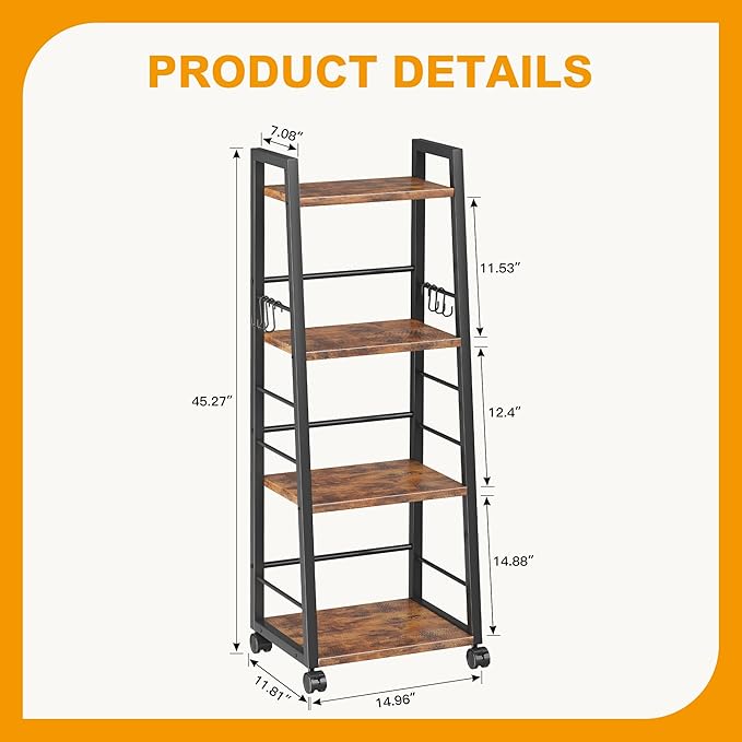 4 Tier Kitchen Storage Cart - Image 3