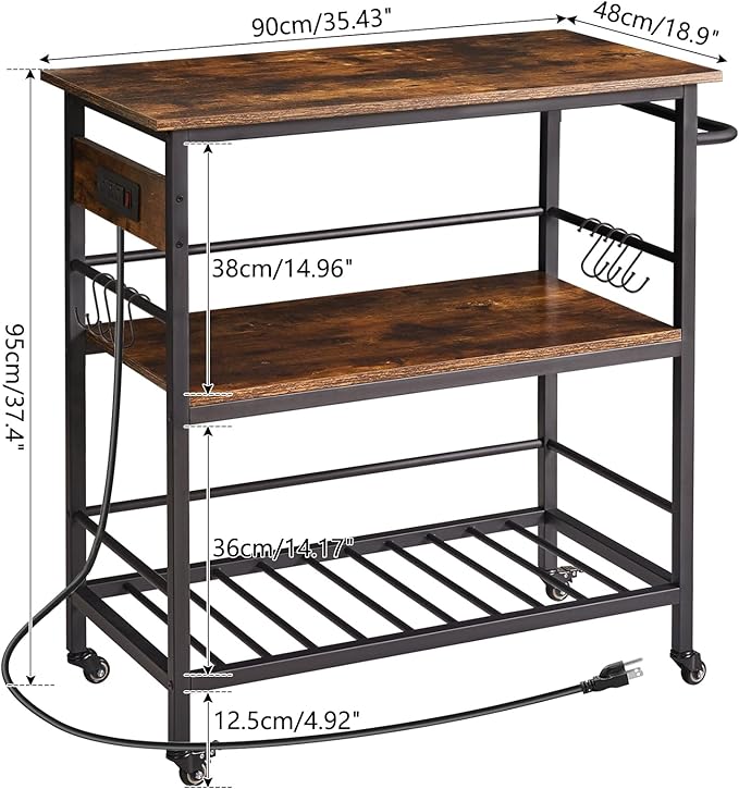 IBUYKE Kitchen Island with 3 Shelves, Island Table - Image 4
